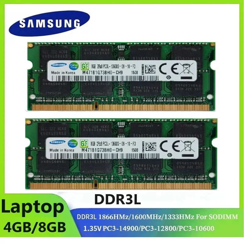 1/2PCS SAMSUNG Memoria Ram Laptop SODIMM DDR3L 8GB 4GB 1333Mhz 1600Mhz 1866Mhz PC3-10600 12800 14900 Notebook 1,35V RAM Speicher Image