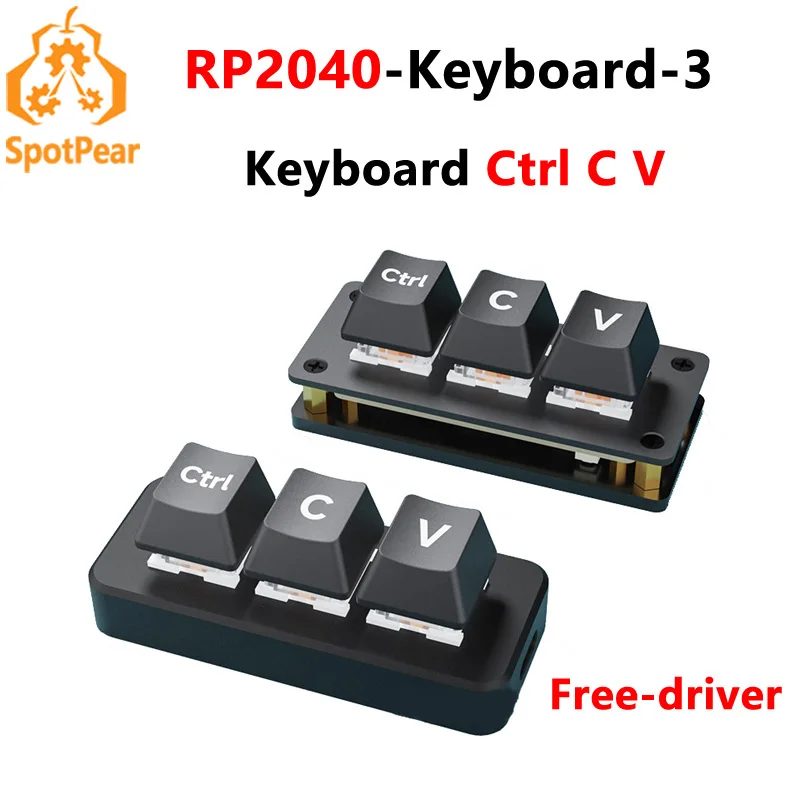Himbeer Pi Pico RP2040 Verknüpfung Tastatur faule Tastatur 3key Ctrl C V Kopie programmier bare mechanische Tastatur Image