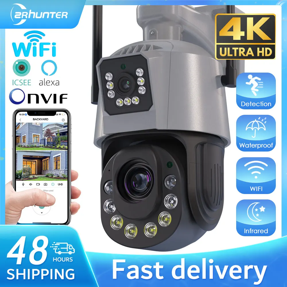 8mp 4k wifi kamera 36x optischer zoom dual objektiv außen überwachungs kamera nachtsicht menschliche detektion cctv ip kamera icsee Image