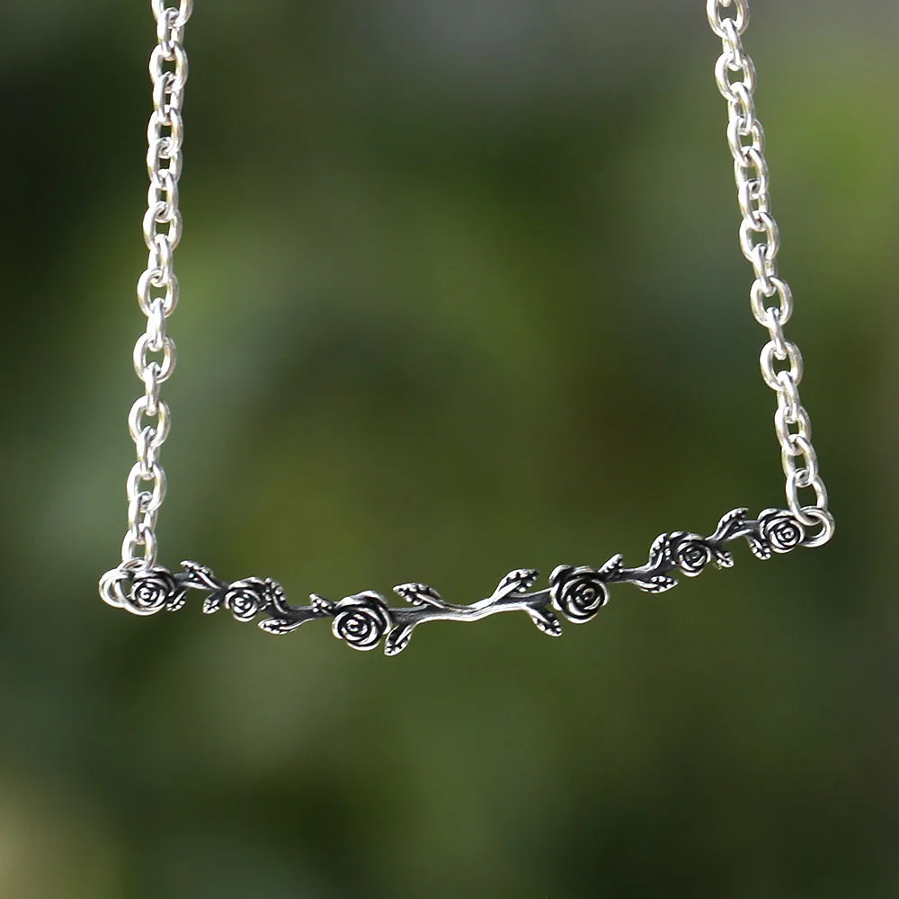 2024 neue gute polierte Vintage Herren 316l Edelstahl Modestil schöne Rosen Anhänger Halskette für Jugendliche Schmuck Geschenk Image