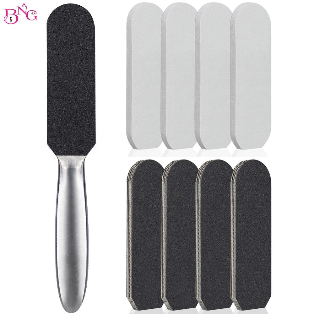 200 stücke 13.2*4,1 cm Fuß Rasp Ersatz Refill Schleifpapier Tuch Schleifen Papier Pediküre Edelstahl Metall Griff Füße Pflege dateien Image