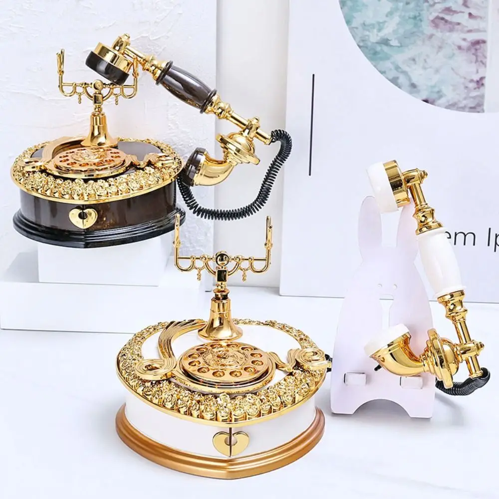 Light Luxury Classic Style Dial Old-fashioned Telephone Music Box Home Desk Porch Home Decoration Living Room Decoration