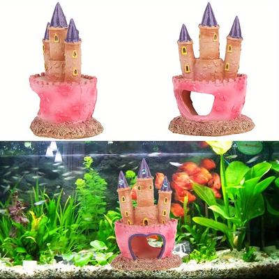 1pc Fish Tank Cartoon Pink Princess Castle Aquariums Decorations Resin Castle Tower Aquarium Home Decoration Pet Supplies