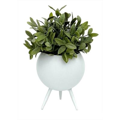 DanDiBo Blumenhocker Metall mit Topf Weiß 19 cm Blumenständer 96259 S Blumensäule Modern Image