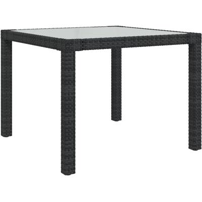 Vidaxl - Gartentisch 90x90x75 cm Gehärtetes Glas Poly Rattan Schwarz