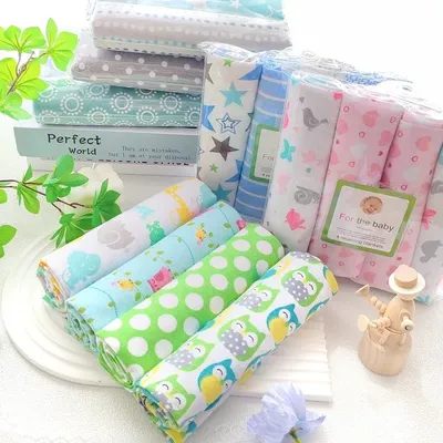 4pcs/pack 100% Cotton Receiving Baby Blanket Newborn 76x76cm Baby Bedsheet Supersoft Flannel Diapers