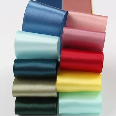 100Yards 6mm 9mm 13mm 16mm 19mm 25mm 38mm Silk Satin Ribbon Single Face Solid Color DIY Material