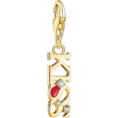 Charm-Einhänger THOMAS SABO "KISS mit weißen Steinen, 2066-041-10, 2067-565-10", bunt (gelbgoldfarben, rot, weiß, weiß),