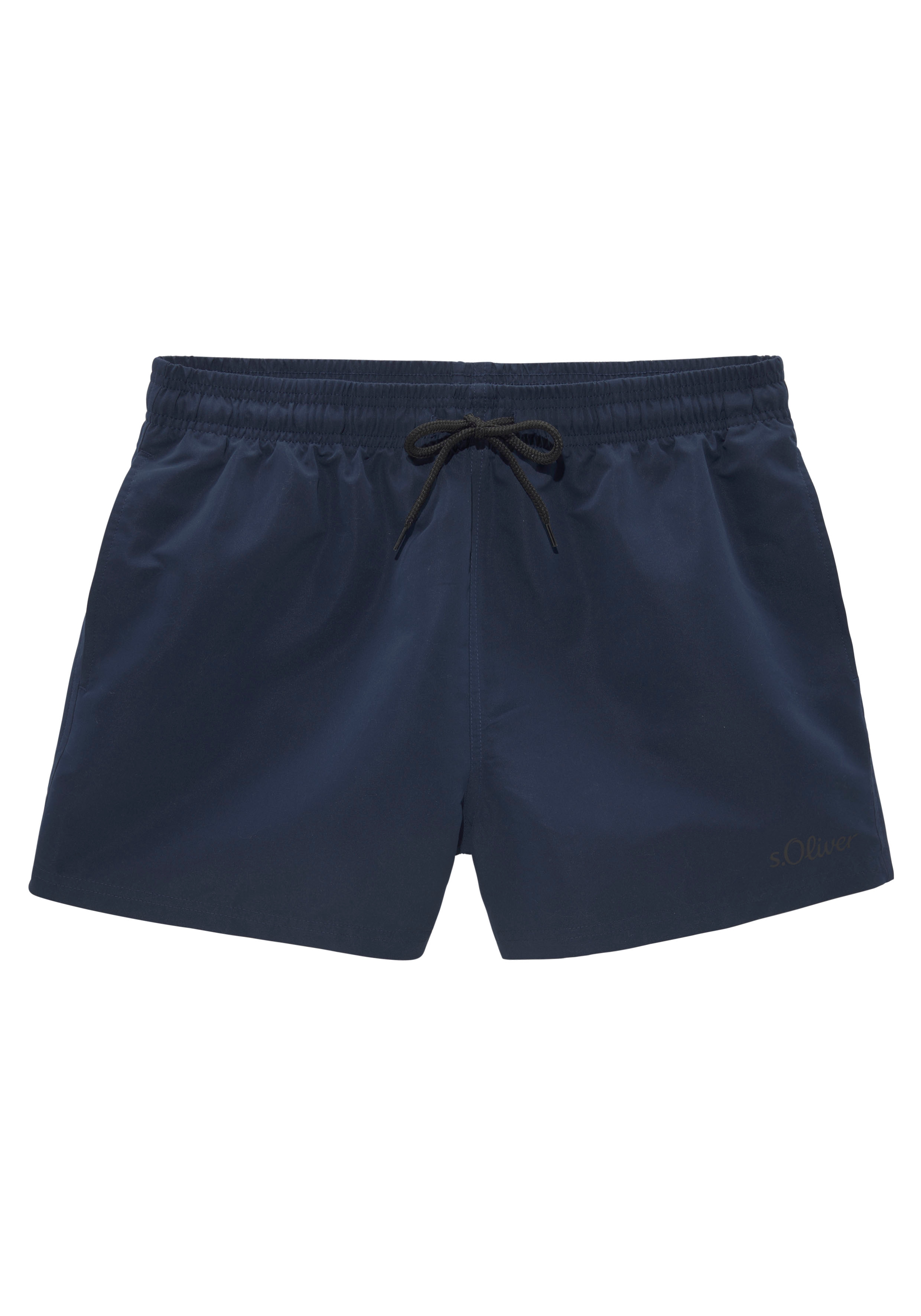 Badeshorts S.OLIVER, Herren, Gr. S (48), N-Gr, blau (marine), Microfaser, Microfaser, Polyester, kontrastfarbene Details, unifarben, Badehosen Badeshorts, mit komplementärem Farbdesign