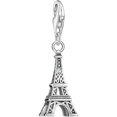 Charm-Einhänger THOMAS SABO "Eiffelturm mit weißem Zirkonia, 2074-643-21, 2075-414-39", bunt (silberfarben, weiß, weiß), Charms, Damen, Silber 925 (Sterlingsilber), mit Zirkonia (synth.) Image