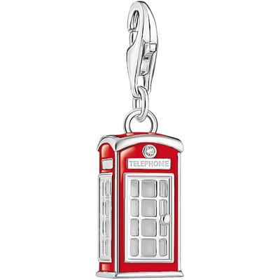 Charm-Einhänger THOMAS SABO "rotes LONDON Telefonhäuschen, 2120-041-10", rot (silberfarben, rot, weiß, weiß), Charms, Da