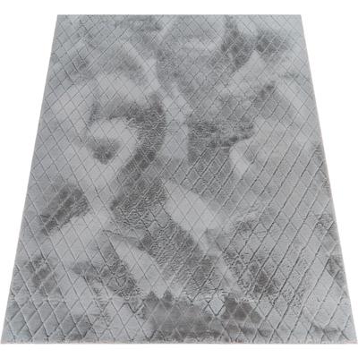 Hochflor-Teppich PACO HOME "Arnheim 742", grau, B:200cm H:26mm L:280cm, Polyester, Teppiche, Uni Farben, Rauten Muster, besonders weich, Hoch-Tief Effekt Image