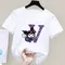 Kuromi Anime Letter A-Z Children's Short-sleeved New Sanrio Summer T-shirt Clothes Girly Heart Soft