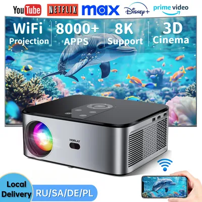HORLAT 25000Lumenes Android LCD Projector 4K 8K Decode Home Theater System 1000ANSI Full HD 1080P Video Auto Keystone 5G WiFi