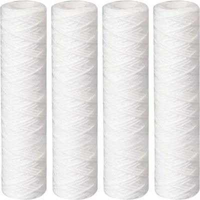 10 Inch PP Wound String Spun Sediment Replacement Filter for Reverse Osmosis System- 2.5" x 10"-5 Micron-4 Pack