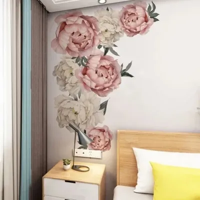 Huosehold 3D Pfingstrose Blumen Muster Wandaufkleber Kunst Aufkleber Hintergrund für Zuhause Image