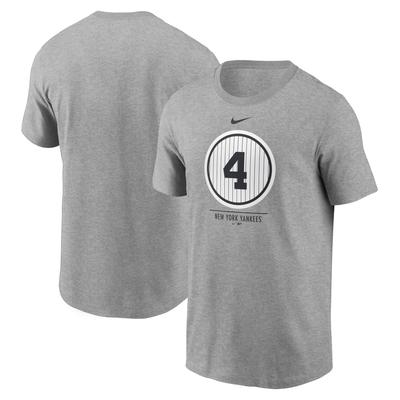 Nike Lou Gehrig T-Shirt für Herren in meliertem Grau der New York Yankees aus der Cooperstown-Kollektion mit zurückgezogener Nummer für den Lou Gehrig Day Image