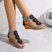 Women's Flower Decor Wedge Sandals, Casual Back Zipper Platform Sandals, Comfortable Summer Sandals