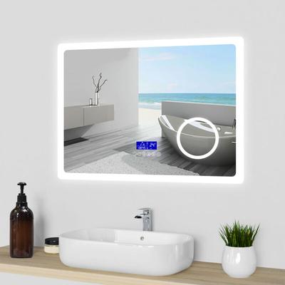 Duschparadies-de - led Badspiegel mit Uhr Bluetooth 3-fache Vergrößerung Beschlagfrei Badezimmer Image