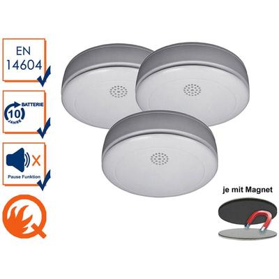 3er-Set Rauchmelder 10 Jahres Batterie, Q-Siegel mit Magnethalterung Image