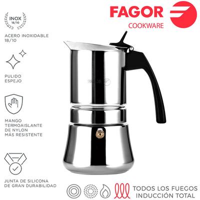 E3/78615 Cafetera Inox Etnica 10 Tazas Acero Inoxidable 18/10 Fagor