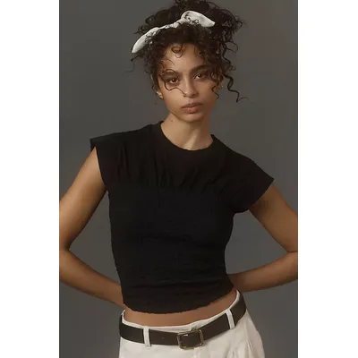 Maeve Cap-Sleeve Smocked Top
