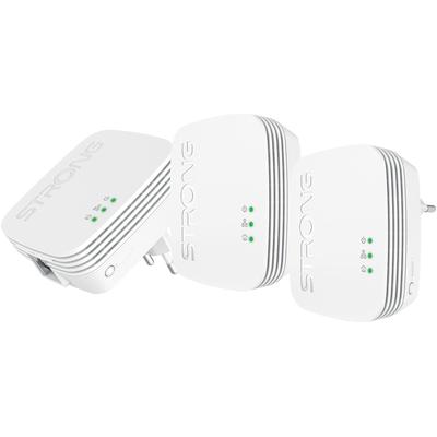 STRONG Reichweitenverstärker "Powerline MINI, 600 Mbit/s Set (3 Einheiten)", weiß, Router