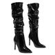 FUIPOT Knee High Boots Women Pointed Toe Stiletto Thigh High Boots Patent Leather Sexy Leather High Heel Boots Dress Tall Boots Over The Knee Boots,black patent leather,7 UK