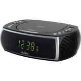 Restored Premium Jensen JCR-322 Modern Home CD Tabletop Stereo Clock Digital AM/FM Radio Dual Alarm (Black)- (Refurbished)