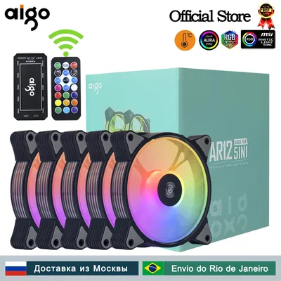 Aigo AR12 120mm pc computer Case Fan RGB Heatsink aura sync sata port 12cm Cooler argb Silent