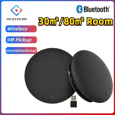 Wireless Bluetooth Microphone Conference Video Omnidirectional Speakerphone USB 360° 5M Pickup for Live Stream Youtube Class