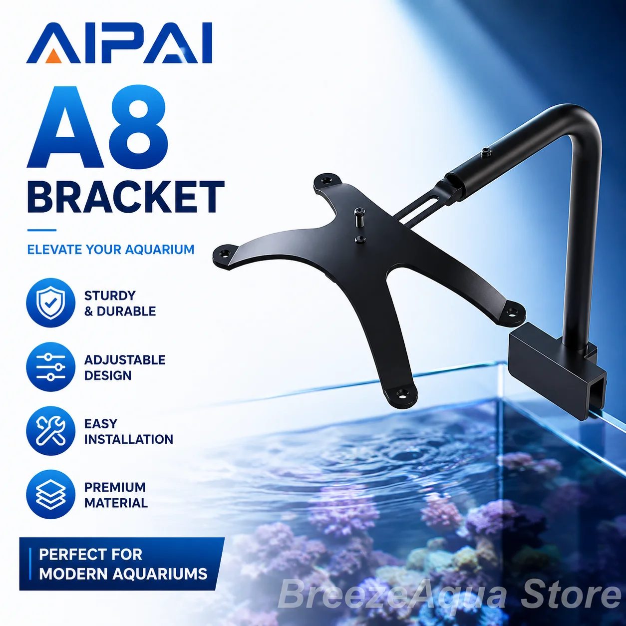 AIPAI A7 A8se A8s A8pro Aquarium Licht Ersatzteile Montage Arm/X Kit/Eurobrace Adapter/Netzteil/Lüfter/Linse/LED Panel Image