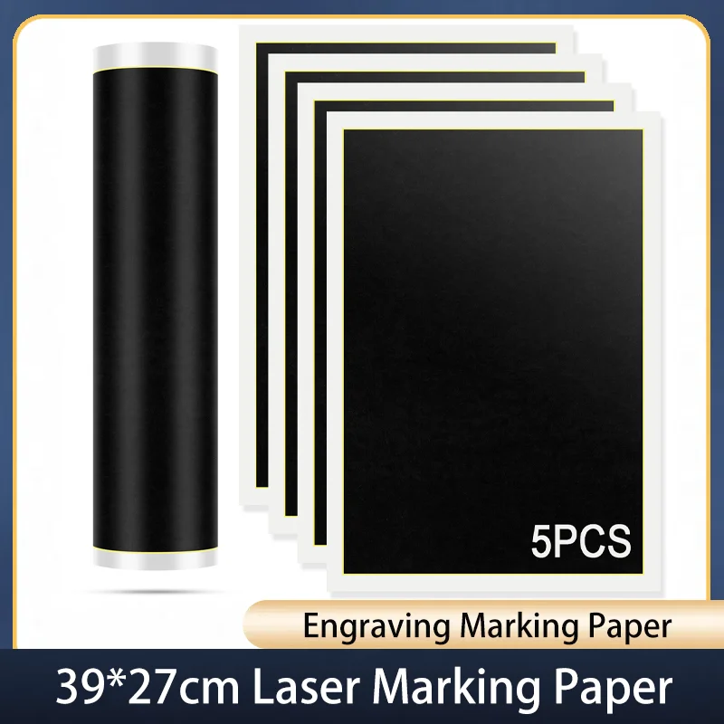 5 Stück Gravur-Markierungspapier für Lasergravurmaschine, große Größe 39 x 27 cm, schwarzes Laser-Markierungspapier für Keramik, Glas, Metall Image