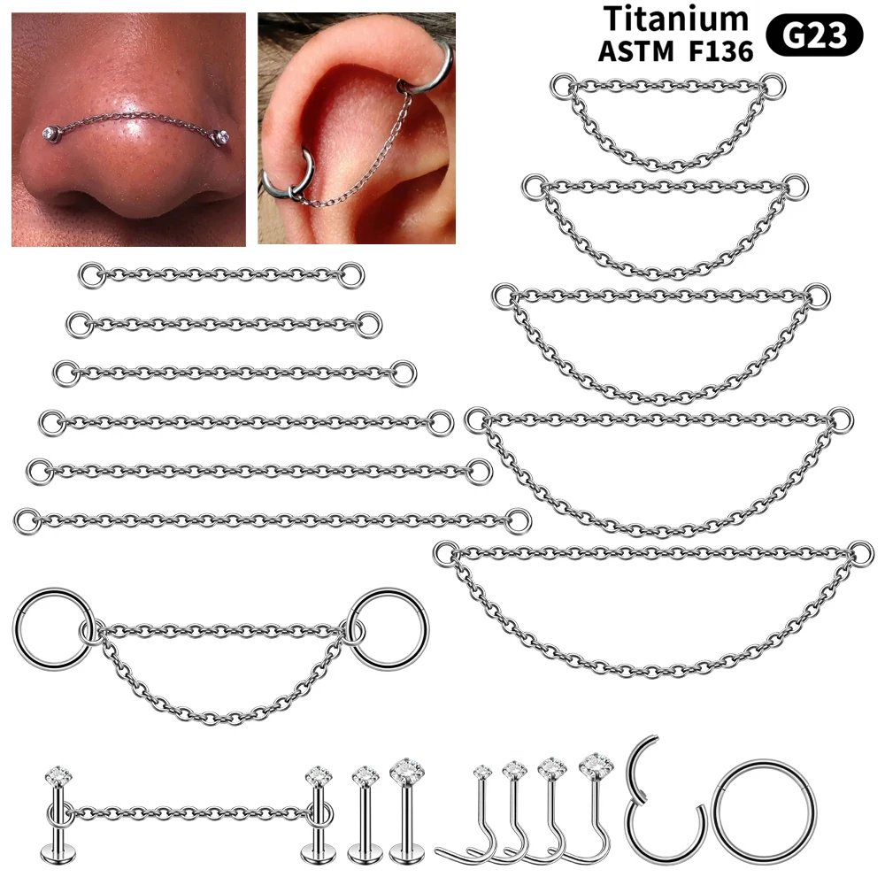 Dreamlee ASTM G23 Titan-Verbindungskette für Nasenring, Hoop, Clicker, Knorpel, Helix, Körperpiercing, Schmuckzubehör Image