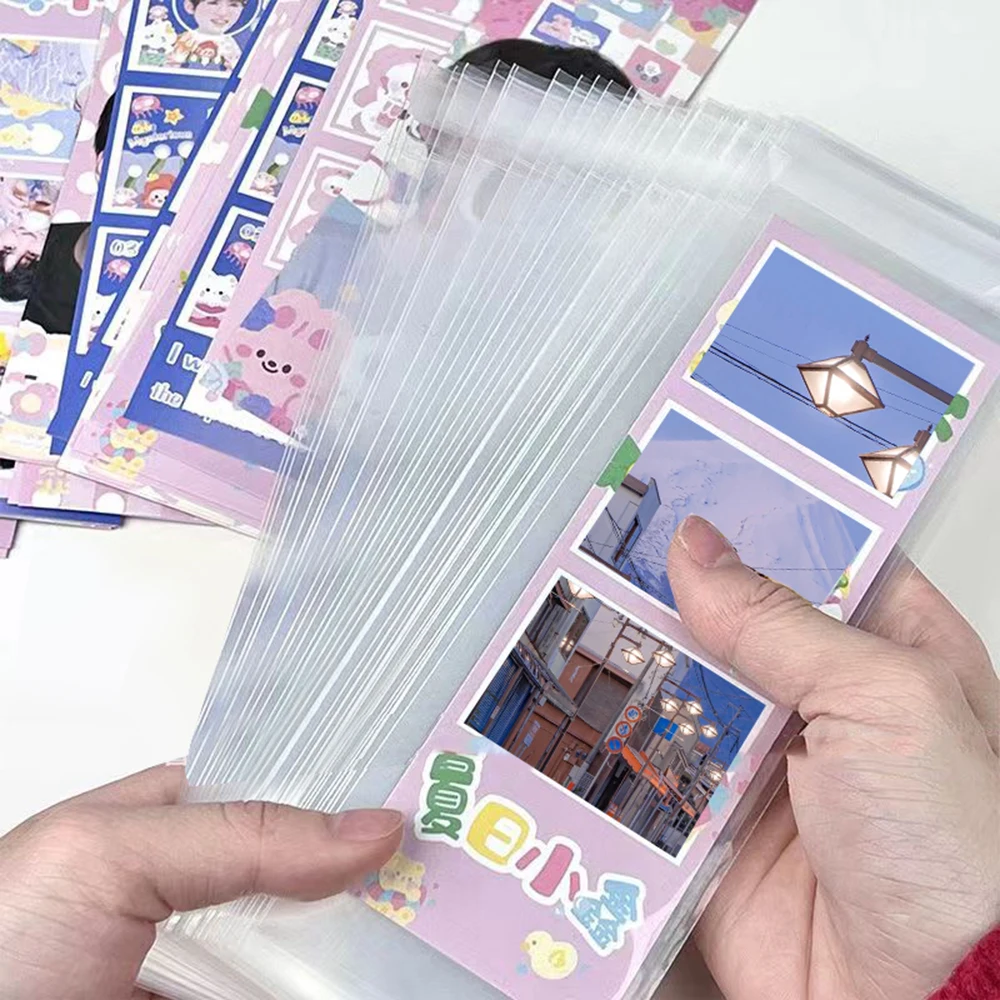 100 stücke kleine selbst klebende Aufbewahrung verpackungs tasche gegen transparente selbst klebende Plastiktüten Lesezeichen Idol Photo card Display Bag