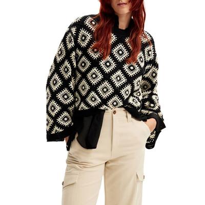 Jers Willow Granny Square Crochet Sweater - Black ...