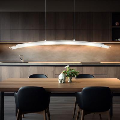 Pendelleuchte Hängeleuchte hängend Esstischleuchte Pendellampe satiniert Glasplatte, Metall silber, Image