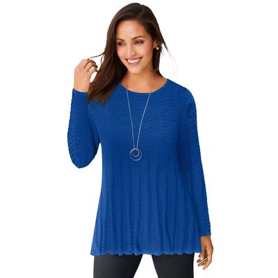 Plus Size Women's Chevron Fit & Flare Sweater by Jessica London in Dark Sapphire (Size 30/32)