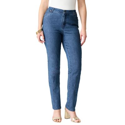 Plus Size Women's Plus Size Classic Stretch Straight Leg Jean by Denim 24/7 by Roamans in Medium Stonewash (Size 18 T)