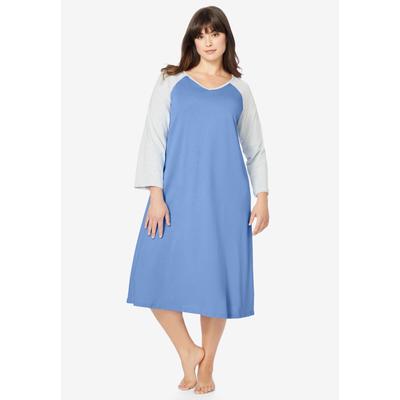Plus Size Women's Baseball Sleepshirt by Dreams & Co. in French Blue (Size 3X)