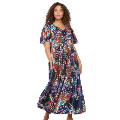 Plus Size Women's Sweeping Printed Lounger by Only Necessities in Navy Patchwork Floral (Size 22/24)