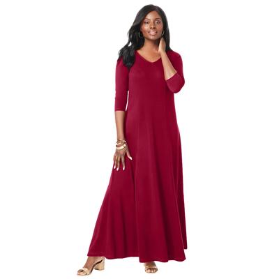Plus Size Women's Double-V Maxi Dress by Jessica London in Rich Burgundy (Size 22 W)
