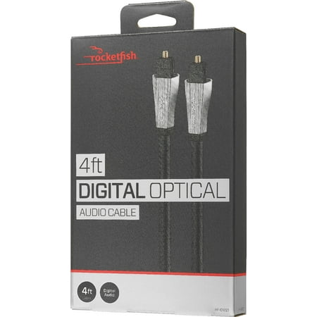 Rocketfish 4ft. Toslink Optical Audio Cable - Fiber Optic Audio Cable for Home Theater & Sound System - Durable Cable Cord for Audio - Black Optical Cable for TV & Soundbar