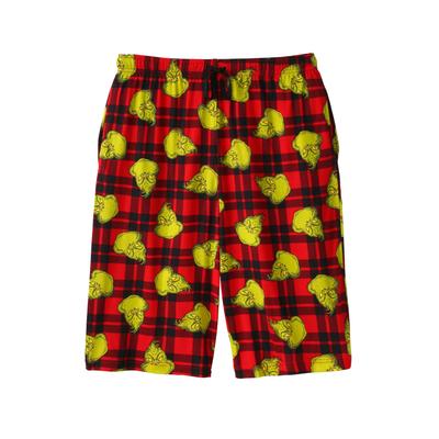 Men's Big & Tall Pajama Lounge Shorts by KingSize in Grinch Plaid Toss (Size 5XL) Pajama Bottoms