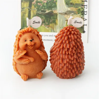 Cute Hedgehog Candle Mold 3D Cartoon Animal Hug Mushroom Apple Soap Craft Plaster Making Kit DIY