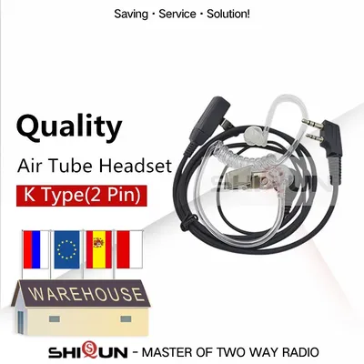 Quansheng UV-K5 Walkie Talkie Headset with Mic 2 Pin Acoustic Air Tube Earpiece UV-5R Kenwood