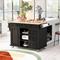 Kitchen cart with Rubber wood desktop rolling mobile kitchen island with storage and 5 draws 53 Inch length