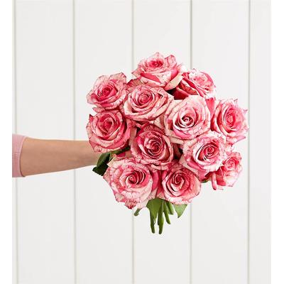 1-800-Flowers Flower Delivery Pink Splash Roses 12 Stems, Bouquet Only