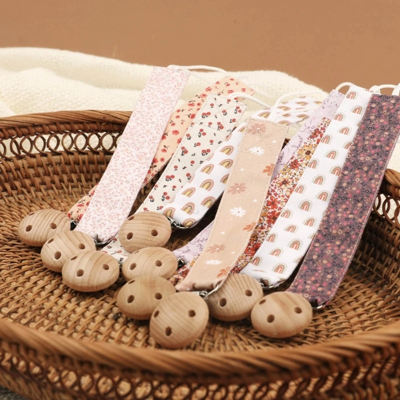 Neue Blumen druck Baby Schnuller Clip Kette verdicken Baumwolle bpa frei karierten Nippel halter Neugeborenen Dummy Schnuller Sc Image