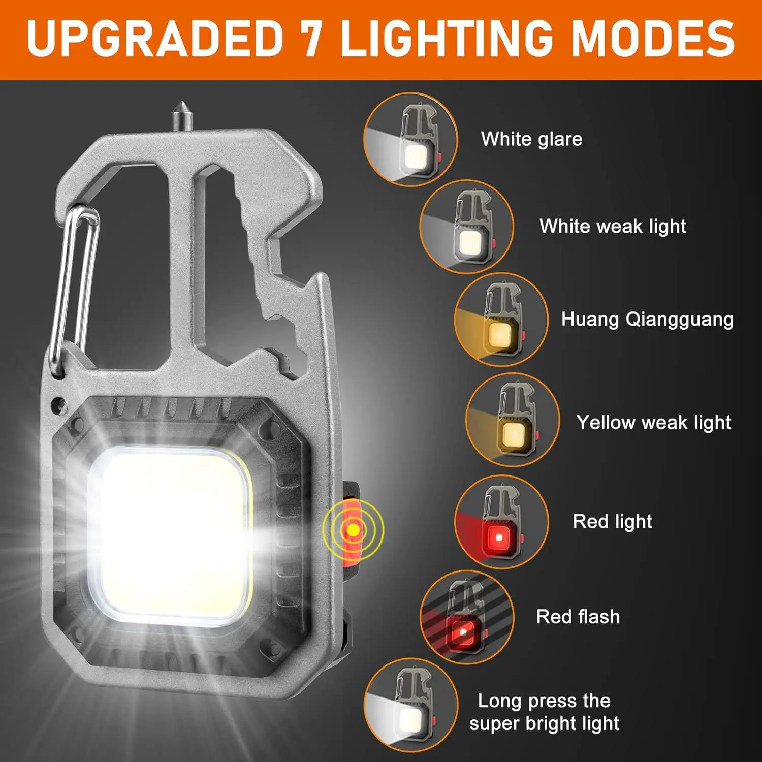 Cob Schlüssel bund Arbeits licht tragbare edc Taschenlampe hohe Lumen Camping Wandern Laufen Not beleuchtung Lampe mit Schrauben dreher Image